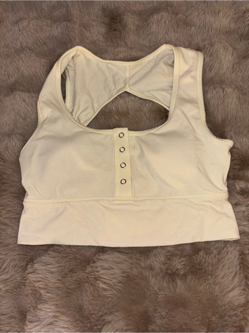 PINK Victoria's Secret Yellow Cream Snap-Front Racerback Henley Bra Top